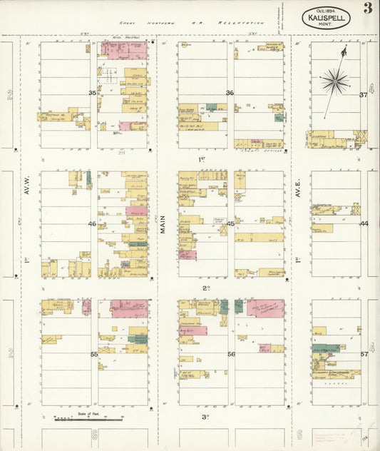 Sanborn Fire Insurance Map from Kalispell, Flathead County, Montana (1894), Sheet #0003 - Historic Sanborn Fire Insurance Map Print, vintage old map wall art, antique decor, genealogy gift, Montana Montana map
