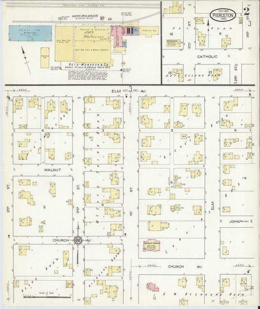 Sanborn Fire Insurance Map from Pierceton, Kosciusko County, Indiana (1914), Sheet #0002 - Historic Sanborn Fire Insurance Map Print, vintage old map wall art, antique decor, genealogy gift, Indiana Indiana map