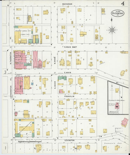 Sanborn Fire Insurance Map from Richmond, Ray County, Missouri (1899), Sheet #0004 - Complete Map Set gallery image, historic Sanborn map, vintage wall art, Missouri Missouri