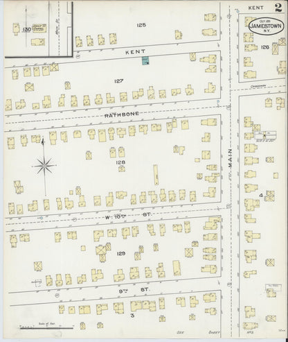 Sanborn Fire Insurance Map from Jamestown, Chautauqua County, New York (1891), Sheet #0002 - Historic Sanborn Fire Insurance Map Print, vintage old map wall art, antique decor, genealogy gift, New York New York map