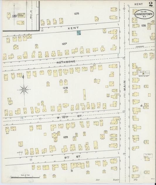 Sanborn Fire Insurance Map from Jamestown, Chautauqua County, New York (1891), Sheet #0002 - Historic Sanborn Fire Insurance Map Print, vintage old map wall art, antique decor, genealogy gift, New York New York map