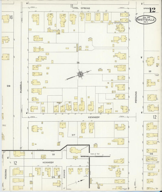 Sanborn Fire Insurance Map from Fayetteville, Cumberland County, North Carolina (1914), Sheet #0012 - Historic Sanborn Fire Insurance Map Print, vintage old map wall art, antique decor, genealogy gift, North Carolina North Carolina map