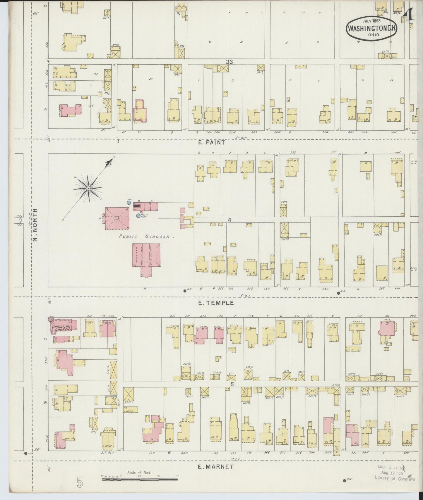 Sanborn Fire Insurance Map from Washington Court House, Fayette County, Ohio (1895), Sheet #0004 - Complete Map Set gallery image, historic Sanborn map, vintage wall art, Ohio Ohio