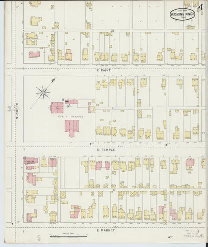 Sanborn Fire Insurance Map from Washington Court House, Fayette County, Ohio (1895), Sheet #0004 - Complete Map Set gallery image, historic Sanborn map, vintage wall art, Ohio Ohio