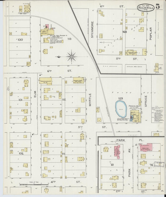 Sanborn Fire Insurance Map from Rich Hill, Bates County, Missouri (1893), Sheet #0005 - Historic Sanborn Fire Insurance Map Print, vintage old map wall art, antique decor, genealogy gift, Missouri Missouri map