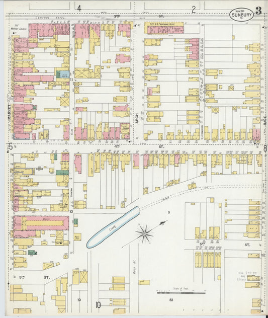 Sanborn Fire Insurance Map from Sunbury, Northumberland County, Pennsylvania (1901), Sheet #0003 - Historic Sanborn Fire Insurance Map Print, vintage old map wall art, antique decor, genealogy gift, Pennsylvania Pennsylvania map