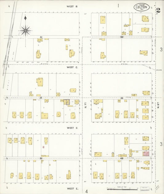 Sanborn Fire Insurance Map from Colton, San Bernardino County, California (1907), Sheet #0002 - Historic Sanborn Fire Insurance Map Print, vintage old map wall art, antique decor, genealogy gift, California California map