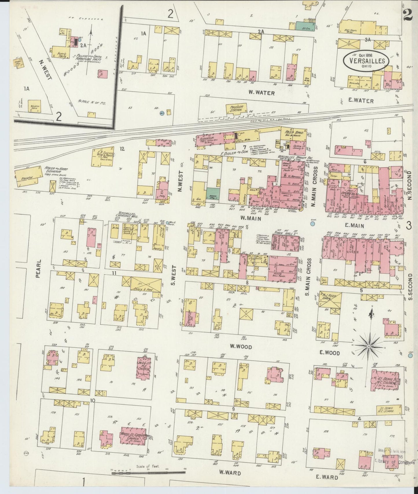 Sanborn Fire Insurance Map from Versailles, Darke County, Ohio (1898), Sheet #0002 - Historic Sanborn Fire Insurance Map Print, vintage old map wall art, antique decor, genealogy gift, Ohio Ohio map