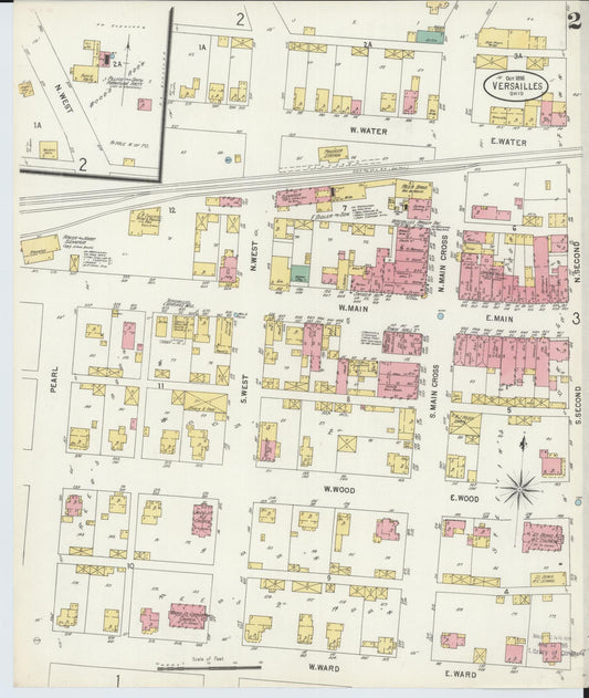 Sanborn Fire Insurance Map from Versailles, Darke County, Ohio (1898), Sheet #0002 - Historic Sanborn Fire Insurance Map Print, vintage old map wall art, antique decor, genealogy gift, Ohio Ohio map