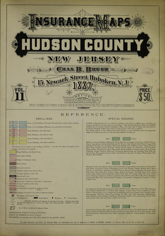 Sanborn Fire Insurance Map from Hudson Co., Hudson County, New Jersey. (1887) – Historic Sanborn Fire Insurance Map Print