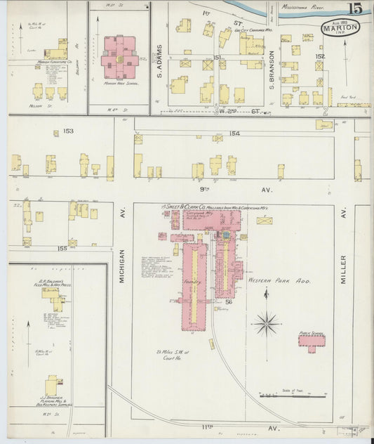 Sanborn Fire Insurance Map from Marion, Grant County, Indiana (1893), Sheet #0015 - Historic Sanborn Fire Insurance Map Print, vintage old map wall art, antique decor, genealogy gift, Indiana Indiana map