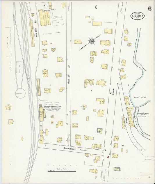 Sanborn Fire Insurance Map from Liberty, Sullivan County, New York (1911), Sheet #0006 - Historic Sanborn Fire Insurance Map Print, vintage old map wall art, antique decor, genealogy gift, New York New York map