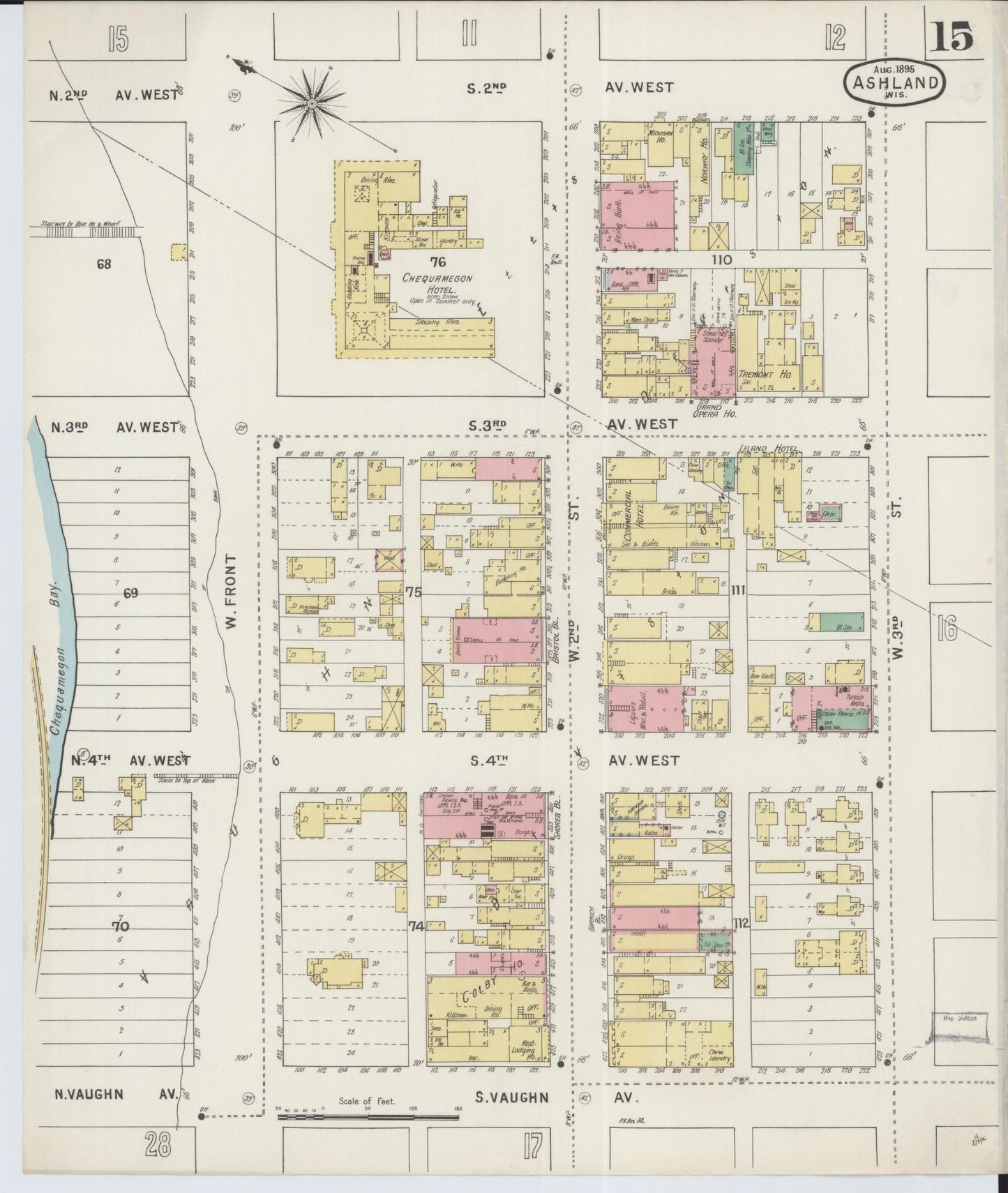 Sanborn Fire Insurance Map from Ashland, Ashland County, Wisconsin (1895), Sheet #0015 - Complete Map Set gallery image, historic Sanborn map, vintage wall art, Wisconsin Wisconsin