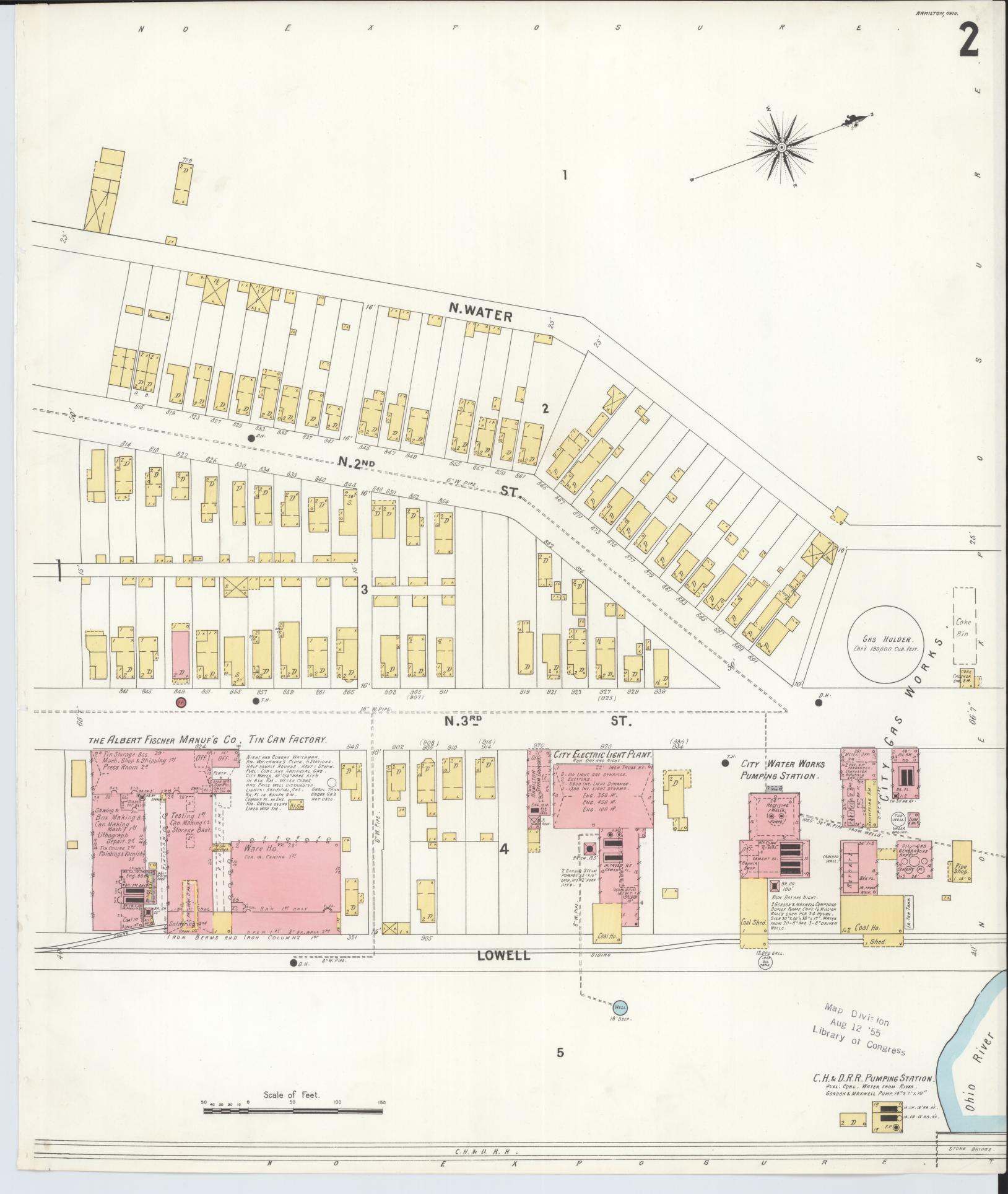 Sanborn Fire Insurance Map from Hamilton, Butler County, Ohio (1899), Sheet #0002 - Complete Map Set gallery image, historic Sanborn map, vintage wall art, Ohio Ohio