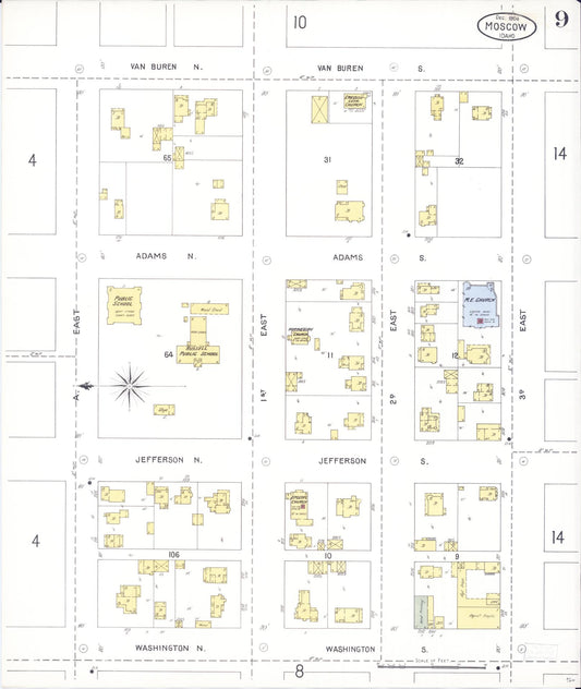 Sanborn Fire Insurance Map from Moscow, Latah County, Idaho (1904), Sheet #0009 - Historic Sanborn Fire Insurance Map Print, vintage old map wall art, antique decor, genealogy gift, Idaho Idaho map
