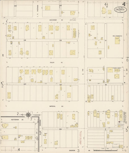 Sanborn Fire Insurance Map from Calexico, Imperial County, California (1916), Sheet #0004 - Complete Map Set gallery image, historic Sanborn map, vintage wall art, California California