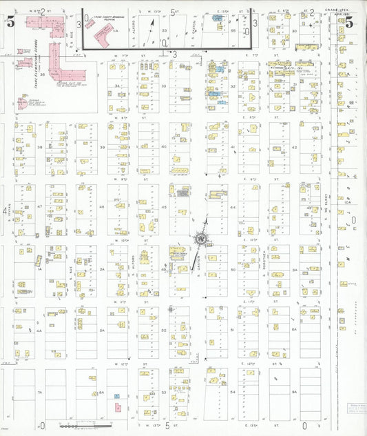 Sanborn Fire Insurance Map from Crane, Crane County, Texas (1951), Sheet #0005 - Historic Sanborn Fire Insurance Map Print, vintage old map wall art, antique decor, genealogy gift, Texas Texas map