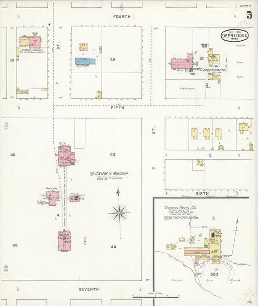 Sanborn Fire Insurance Map from Deer Lodge, Powell County, Montana (1894), Sheet #0005 - Historic Sanborn Fire Insurance Map Print, vintage old map wall art, antique decor, genealogy gift, Montana Montana map