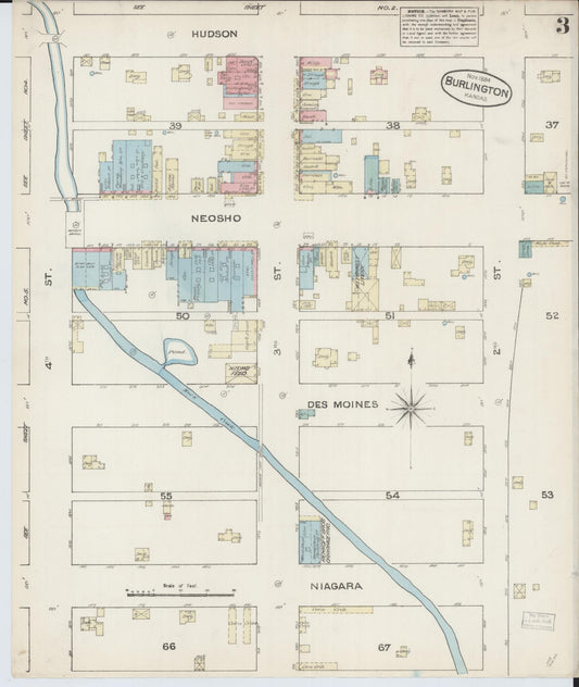 Sanborn Fire Insurance Map from Burlington, Coffey County, Kansas (1884), Sheet #0003 - Historic Sanborn Fire Insurance Map Print, vintage old map wall art, antique decor, genealogy gift, Kansas Kansas map
