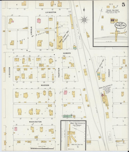 Sanborn Fire Insurance Map from Pontiac, Livingston County, Illinois (1897), Sheet #0005 - Historic Sanborn Fire Insurance Map Print, vintage old map wall art, antique decor, genealogy gift, Illinois Illinois map