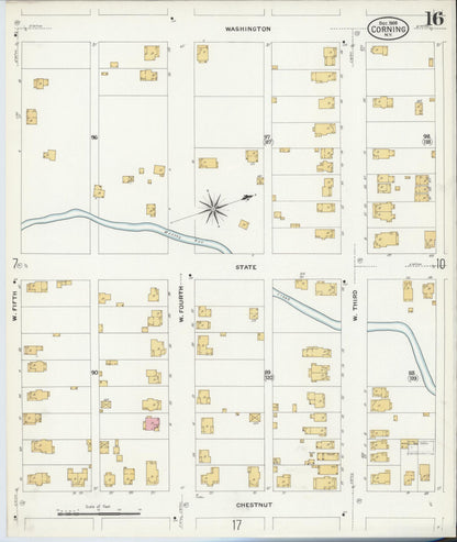 Sanborn Fire Insurance Map from Corning, Steuben County, New York (1908), Sheet #0016 - Complete Map Set gallery image, historic Sanborn map, vintage wall art, New York New York