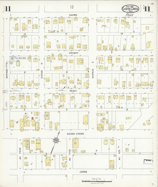 Sanborn Fire Insurance Map from Goose Creek, Harris County, Texas (1926), Sheet #0011 - Historic Sanborn Fire Insurance Map Print, vintage old map wall art, antique decor, genealogy gift, Texas Texas map