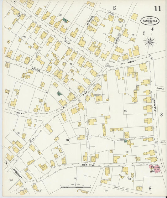 Sanborn Fire Insurance Map from Nantucket, Nantucket County, Massachusetts (1898), Sheet #0011 - Historic Sanborn Fire Insurance Map Print, vintage old map wall art, antique decor, genealogy gift, Massachusetts Massachusetts map