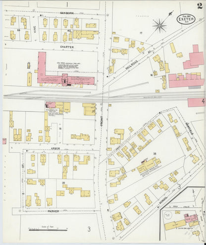 Sanborn Fire Insurance Map from Exeter, Rockingham  County, New Hampshire (1904), Sheet #0002 - Complete Map Set gallery image, historic Sanborn map, vintage wall art, New Hampshire New Hampshire