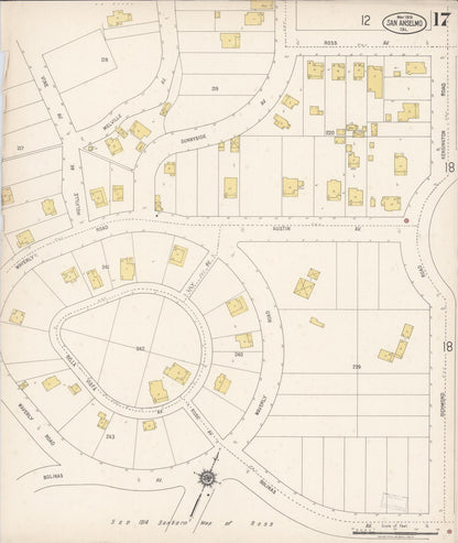 Sanborn Fire Insurance Map from San Anselmo, Marin County, California (1919), Sheet #0017 - Complete Map Set gallery image, historic Sanborn map, vintage wall art, California California