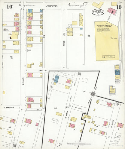 Sanborn Fire Insurance Map from Red Lion, York County, Pennsylvania (1923), Sheet #0010 - Complete Map Set gallery image, historic Sanborn map, vintage wall art, Pennsylvania Pennsylvania