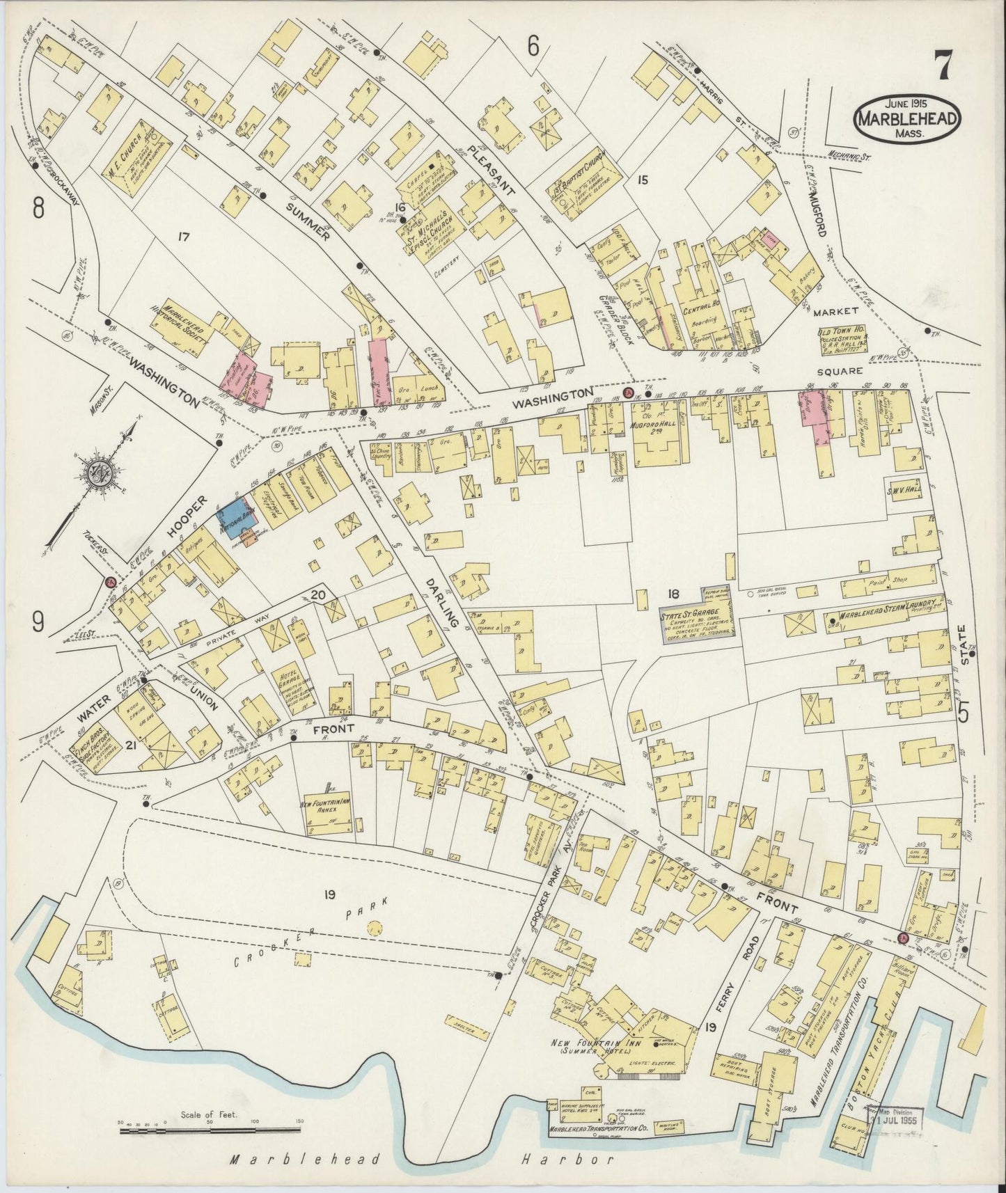 Sanborn Fire Insurance Map from Marblehead, Essex County, Massachusetts (1915), Sheet #0007 - Complete Map Set gallery image, historic Sanborn map, vintage wall art, Massachusetts Massachusetts