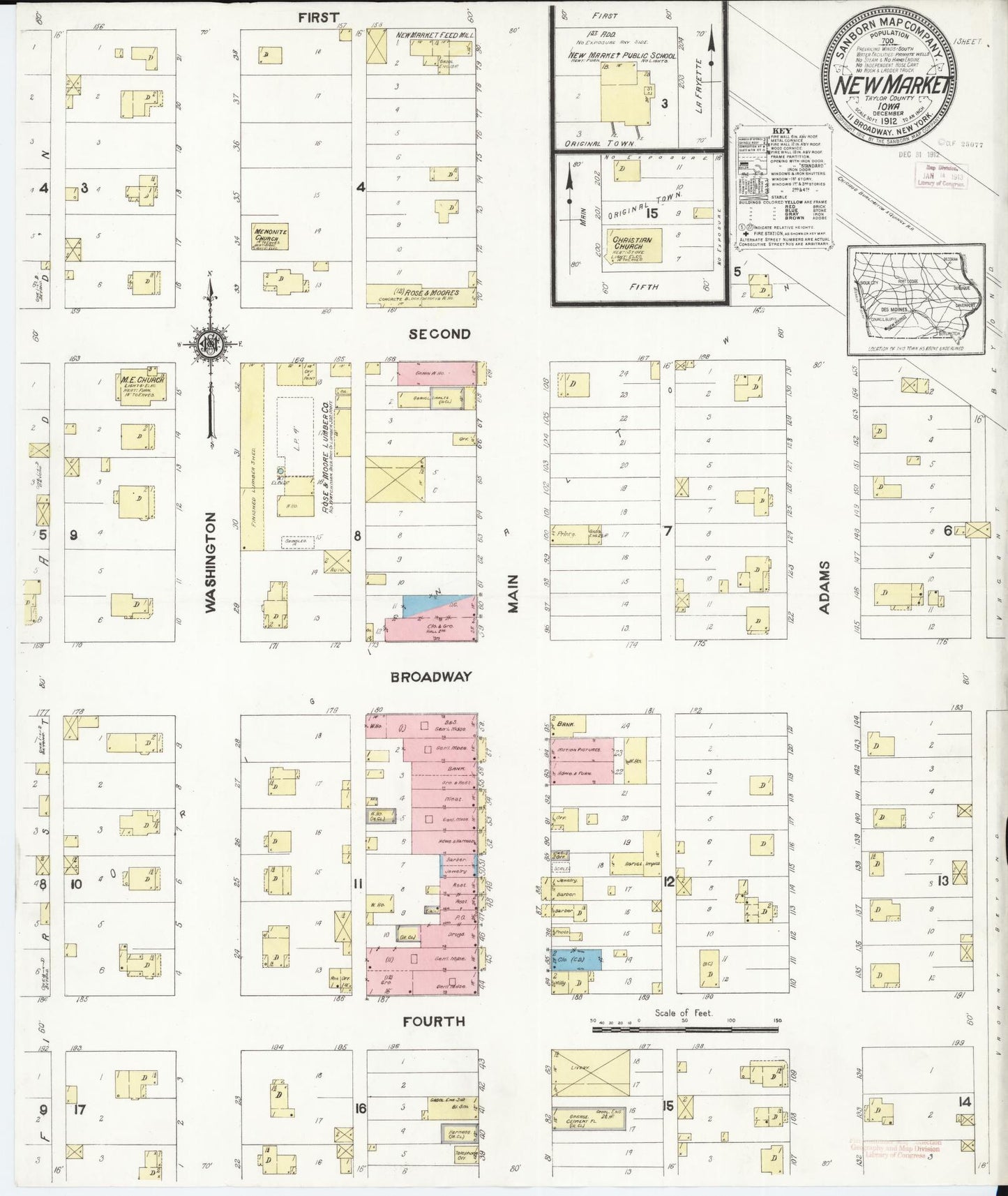 Sanborn Fire Insurance Map from New Market, Taylor County, Iowa. (1912) – Map View