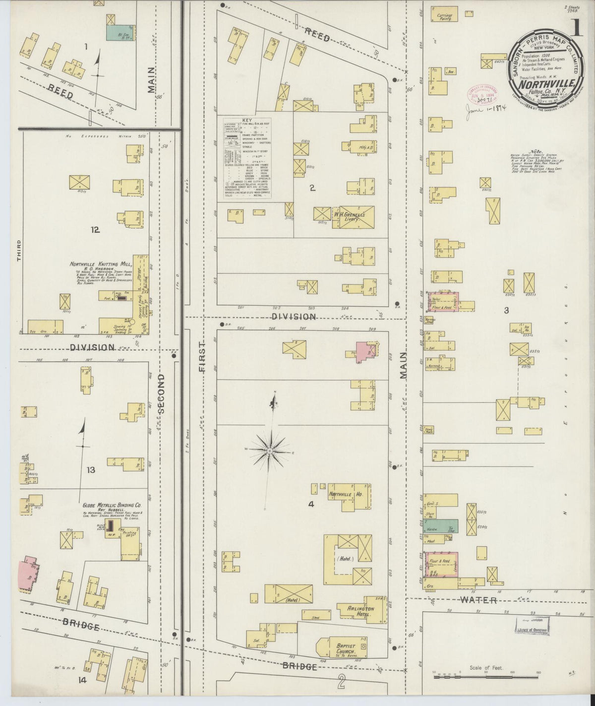 Sanborn Fire Insurance Map from Northville, Fulton County, New York (1894), Sheet #0001 - Complete Map Set gallery image, historic Sanborn map, vintage wall art, New York New York