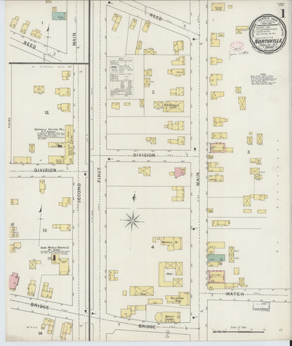 Sanborn Fire Insurance Map from Northville, Fulton County, New York (1894), Sheet #0001 - Complete Map Set gallery image, historic Sanborn map, vintage wall art, New York New York