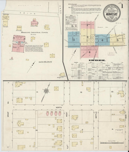 Sanborn Fire Insurance Map from Manassas, Independent Cities, Virginia (1912), Sheet #0001 - Complete Map Set gallery image, historic Sanborn map, vintage wall art, Virginia Virginia