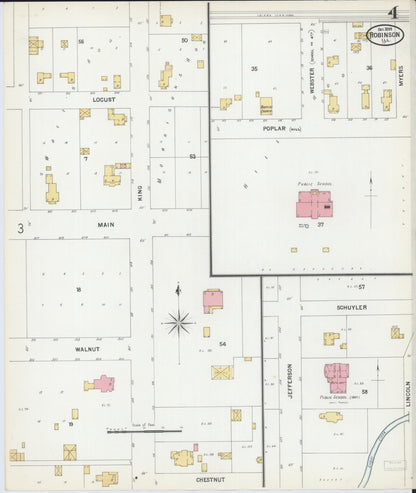 Sanborn Fire Insurance Map from Robinson, Crawford County, Illinois (1899), Sheet #0004 - Complete Map Set gallery image, historic Sanborn map, vintage wall art, Illinois Illinois