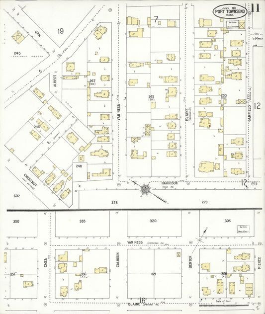 Sanborn Fire Insurance Map from Port Townsend, Jefferson County, Washington (1911), Sheet #0011 - Historic Sanborn Fire Insurance Map Print, vintage old map wall art, antique decor, genealogy gift, Washington Washington map