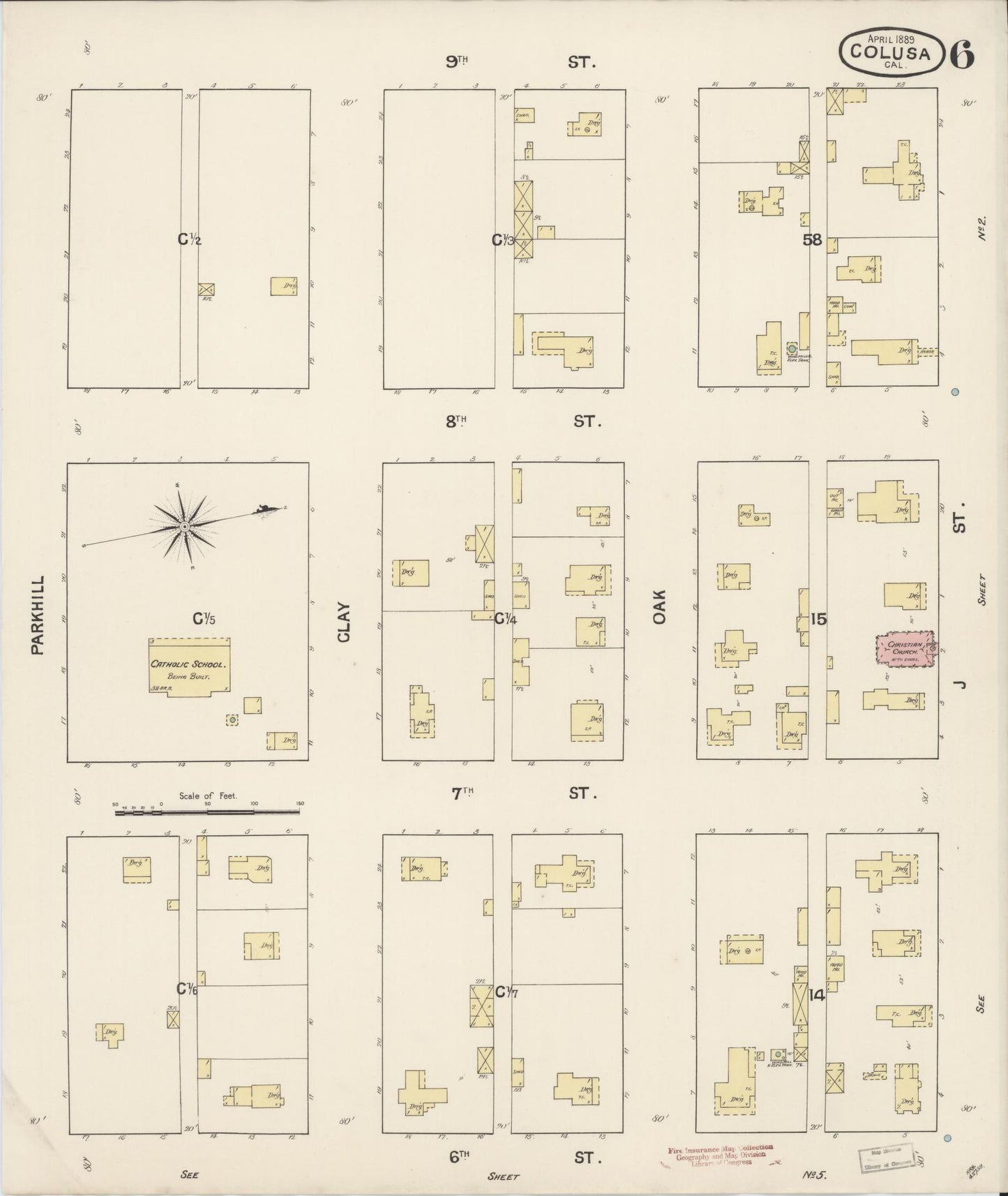Sanborn Fire Insurance Map from Colusa, Colusa County, California (1889), Sheet #0006 - Complete Map Set gallery image, historic Sanborn map, vintage wall art, California California