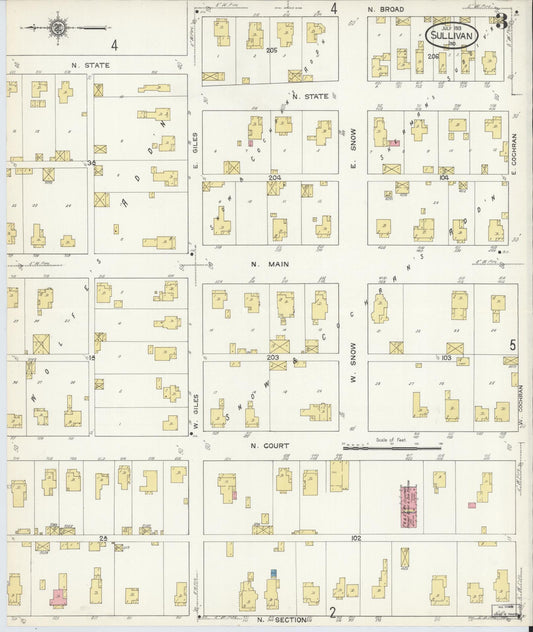 Sanborn Fire Insurance Map from Sullivan, Sullivan County, Indiana (1913), Sheet #0003 - Historic Sanborn Fire Insurance Map Print, vintage old map wall art, antique decor, genealogy gift, Indiana Indiana map