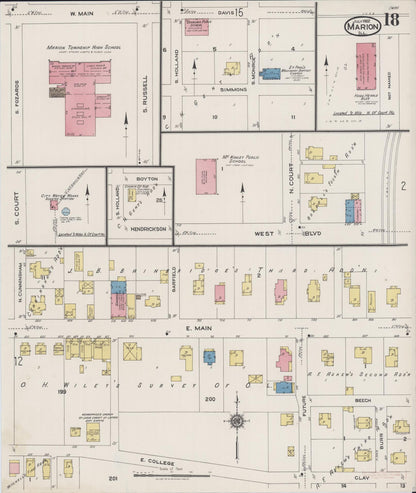 Sanborn Fire Insurance Map from Marion, Williamson County, Illinois (1922), Sheet #0018 - Historic Sanborn Fire Insurance Map Print, vintage old map wall art, antique decor, genealogy gift, Illinois Illinois map