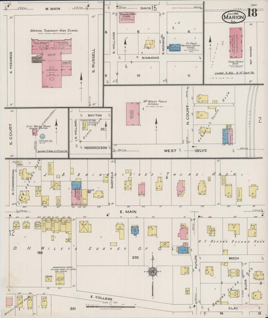 Sanborn Fire Insurance Map from Marion, Williamson County, Illinois (1922), Sheet #0018 - Historic Sanborn Fire Insurance Map Print, vintage old map wall art, antique decor, genealogy gift, Illinois Illinois map