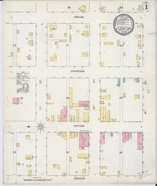 Sanborn Fire Insurance Map from Lexington, Dawson County, Nebraska (1892), Sheet #0001 - Historic Sanborn Fire Insurance Map Print, vintage old map wall art, antique decor, genealogy gift, Nebraska Nebraska map