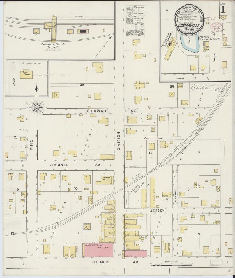 Sanborn Fire Insurance Map from Carterville, Williamson County, Illinois. (1894) – Map View