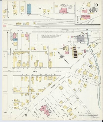 Sanborn Fire Insurance Map from Jackson, Jackson County, Ohio (1914), Sheet #0010 - Historic Sanborn Fire Insurance Map Print, vintage old map wall art, antique decor, genealogy gift, Ohio Ohio map
