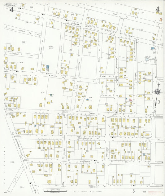 Sanborn Fire Insurance Map from Merrick, Nassau County, New York (1935), Sheet #0004 - Historic Sanborn Fire Insurance Map Print, vintage old map wall art, antique decor, genealogy gift, New York New York map