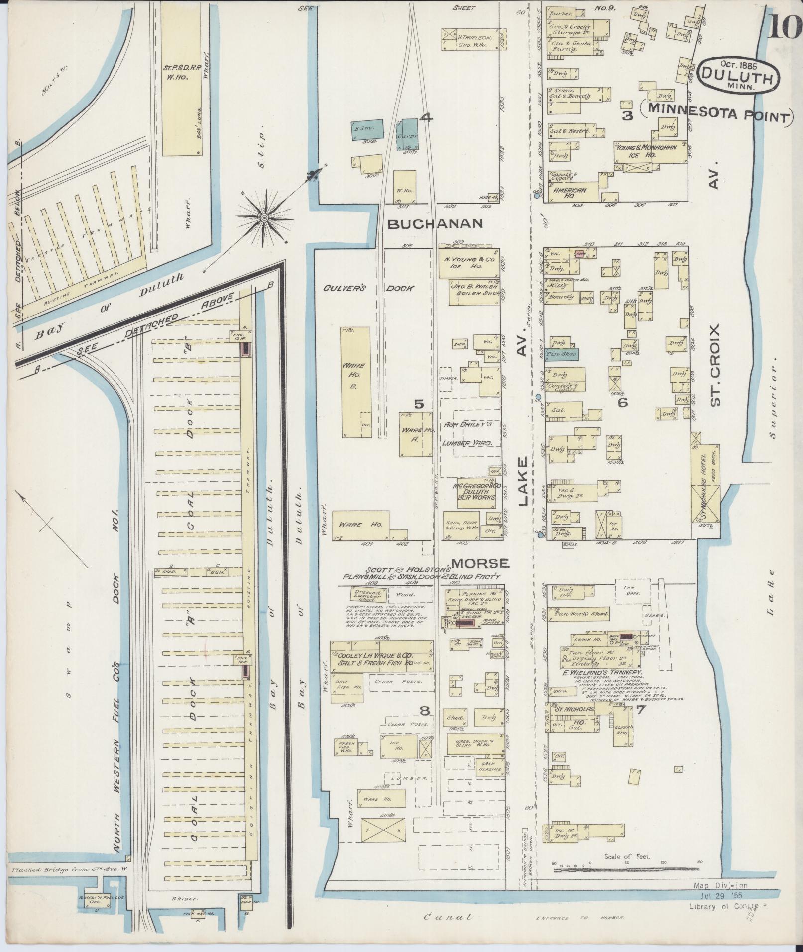 Sanborn Fire Insurance Map from Duluth, Saint Louis County, Minnesota (1885), Sheet #0010 - Complete Map Set gallery image, historic Sanborn map, vintage wall art, Minnesota Minnesota