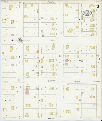 Sanborn Fire Insurance Map from Perry, Noble County, Oklahoma (1907), Sheet #0002 - Complete Map Set gallery image, historic Sanborn map, vintage wall art, Oklahoma Oklahoma