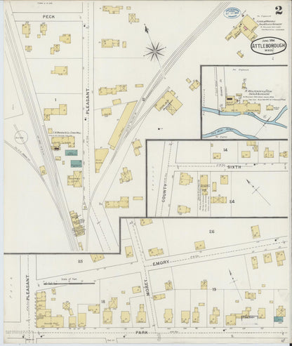 Sanborn Fire Insurance Map from Attleboro, Bristol County, Massachusetts (1894), Sheet #0002 - Complete Map Set gallery image, historic Sanborn map, vintage wall art, Massachusetts Massachusetts