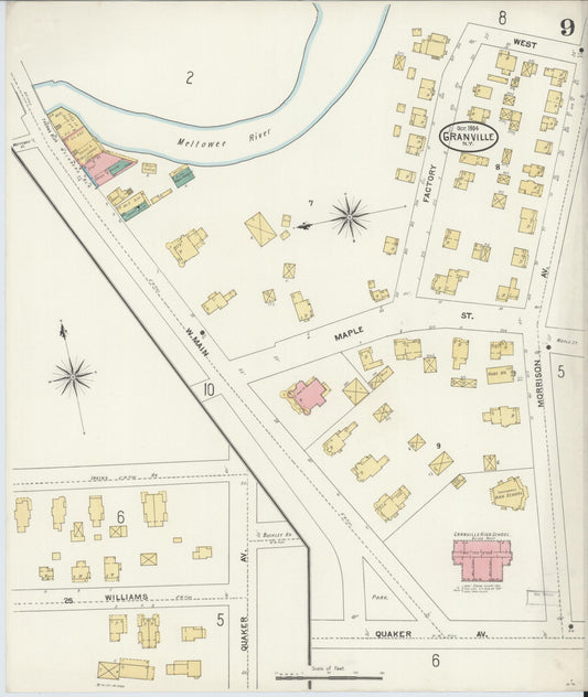 Sanborn Fire Insurance Map from Granville, Washington County, New York (1904), Sheet #0009 - Historic Sanborn Fire Insurance Map Print, vintage old map wall art, antique decor, genealogy gift, New York New York map