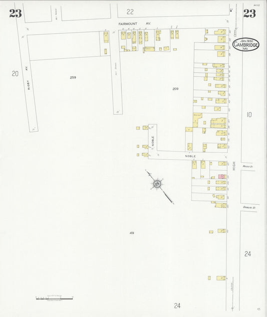Dorchester, Maryland - 1930 - Sanborn Fire Insurance Map, Sheet #0023 - Historic Sanborn Fire Insurance Map Print, Dorchester Maryland 1930 0023 vintage old map wall art